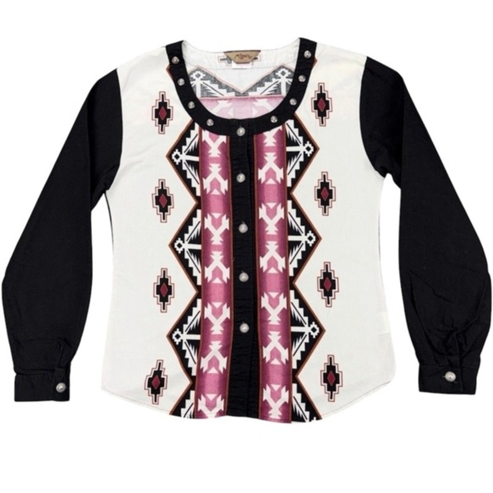 Vtg Roper Women's Small Southwestern Aztec Shirt Cowgirl‎ Geometric Studded USA